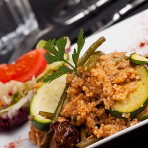 Boulgour gros de blé dur aux courgettes et champignons