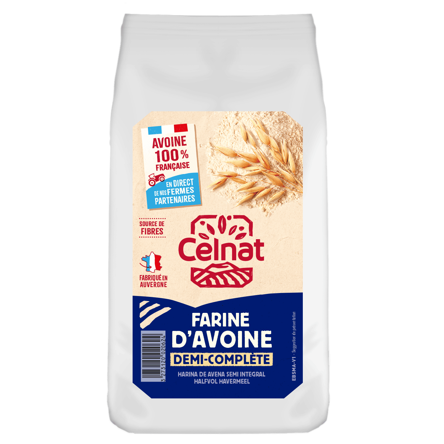 Farine d'Avoine demi complète BIO Celnat