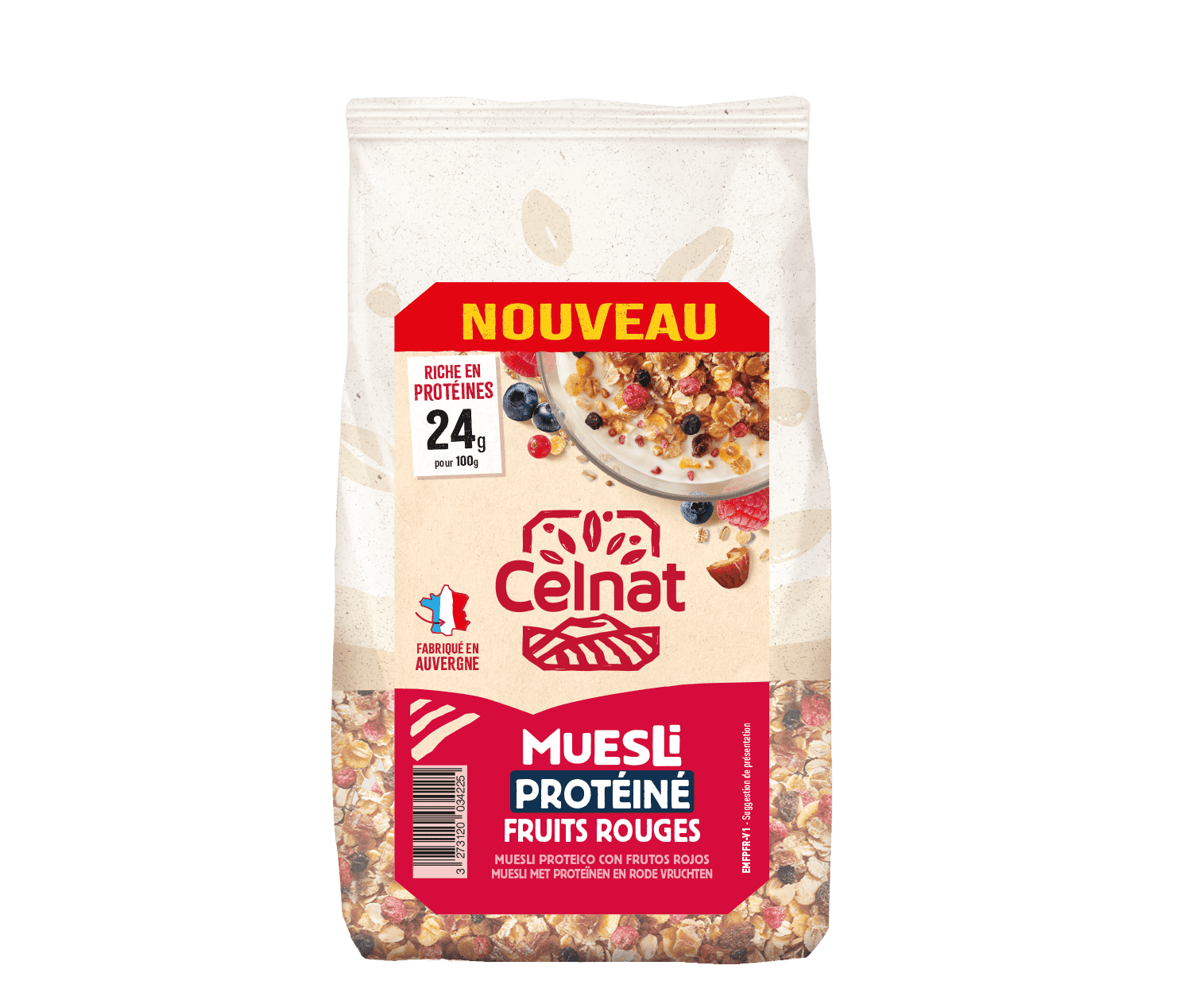 muesli protéiné fruits rouges BIO celnat