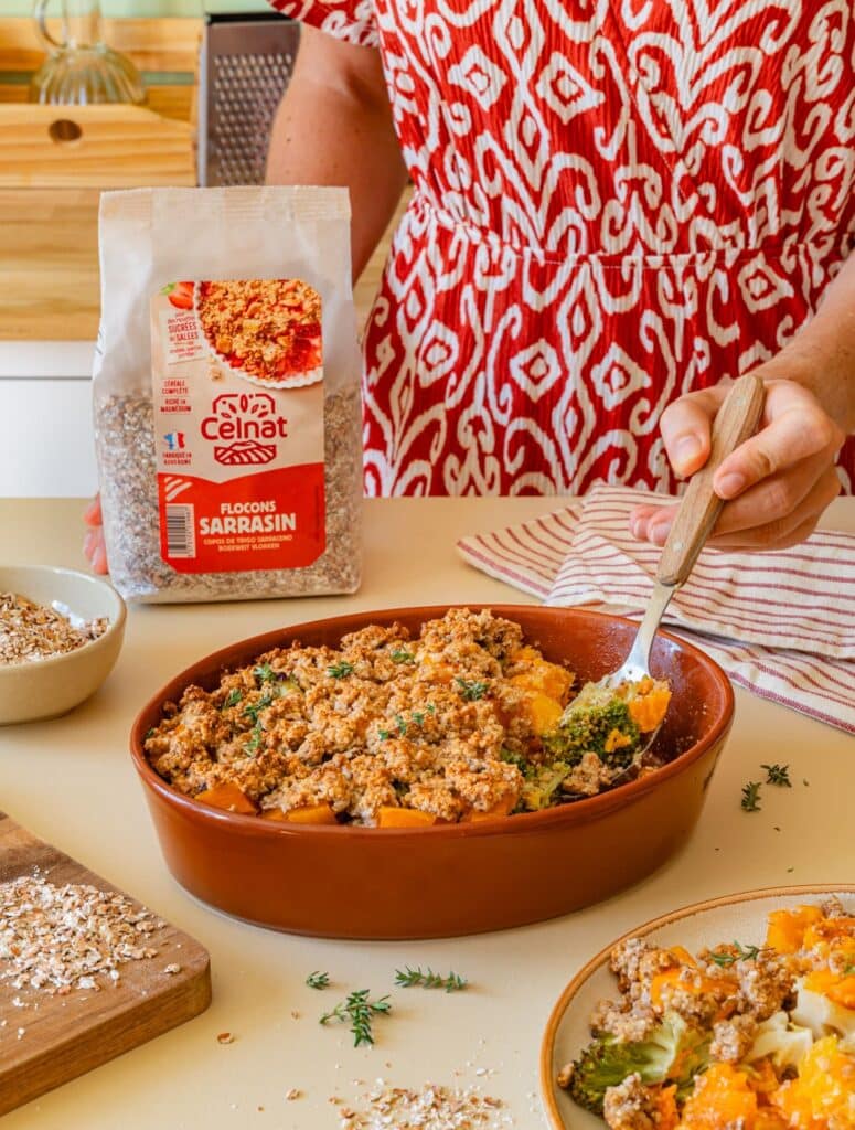Crumble aux légumes d’automne et sarrasin Celnat