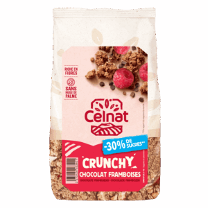 celnat crunchy chocolat framboises -30% sucres