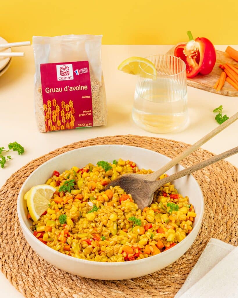 recette gruau d'avoine aux légumes sautés