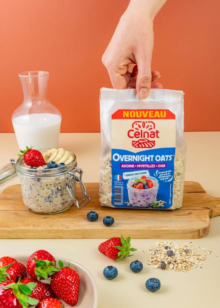 Recette Overnight Oats myrtilles Celnat BIO